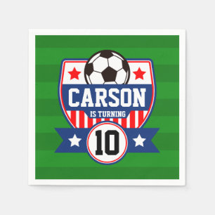 Soccer Boys Football Field Birthday Party Napkin