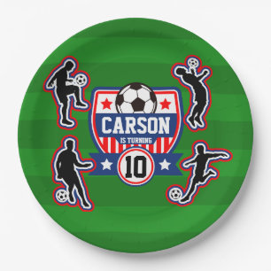 Soccer Boys Football Field Birthday Party Paper Plate