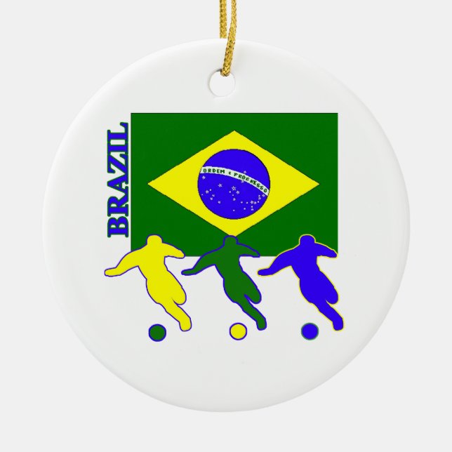 Soccer Brazil Ceramic Ornament (Front)