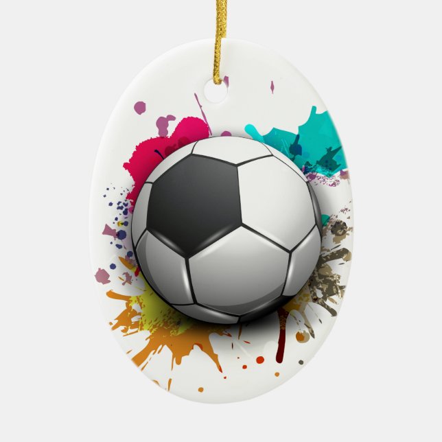 Soccer Burst Ceramic Ornament (Front)