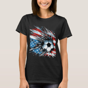 Soccer Byll 4th Of July Boys American Flag Patriot T-Shirt