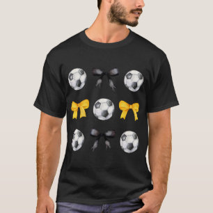 Soccer Byll And Bows For Girls Womens Soccer Playe T-Shirt