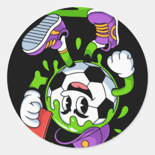 Soccer Byll Cartoon Drip Red Card Fun  Classic Round Sticker