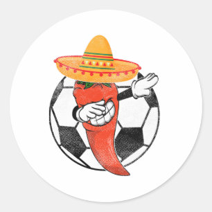 Soccer Byll Dabbing Hot Pepper Mexican Chili Cinco Classic Round Sticker