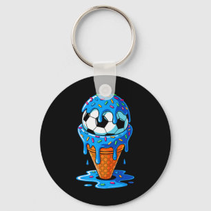 Soccer Byll Ice Cream Drip Fun Sprinkles Birthday  Keychain