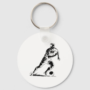 Soccer Byll In Motion Pixel Art Design _1  Keychain