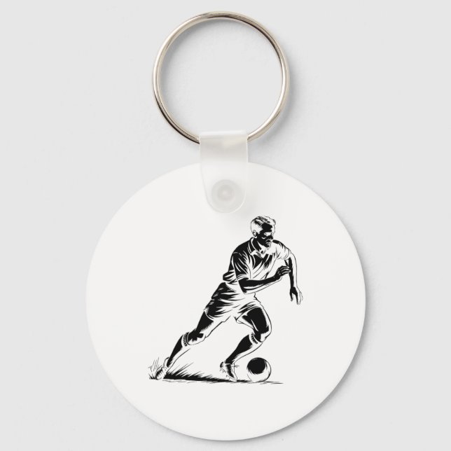 Soccer Byll In Motion Pixel Art Design _1  Keychain (Front)