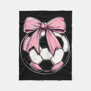 Soccer Byll Pink Coquette Bow Dainty Ribbon Girls  Fleece Blanket