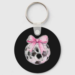 Soccer Byll Pink Coquette Bow Dainty Ribbon Girls Keychain