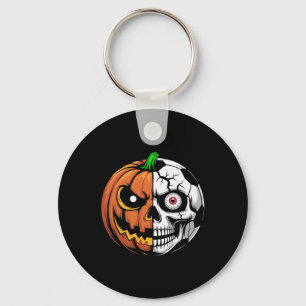 Soccer Byll Pumpkin Skull Halloween Footbyll Playe Keychain