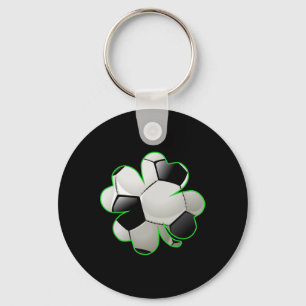Soccer Byll Shamrock Four Leaf Clover St Patrick's Keychain