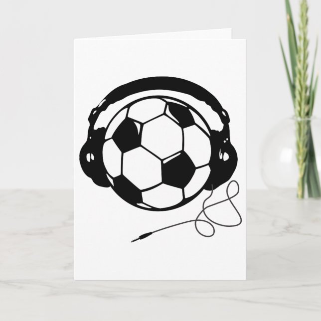 Soccer Byll With Headphones Funny  Card (Front)