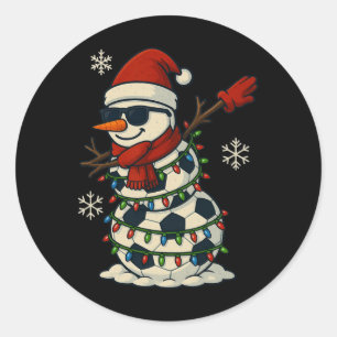 Soccer Bylls Snowman Dabbing Funny Christmas Cute Classic Round Sticker