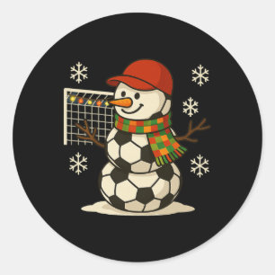 Soccer Bylls Snowman Funny Christmas Xmas Cute Boy Classic Round Sticker
