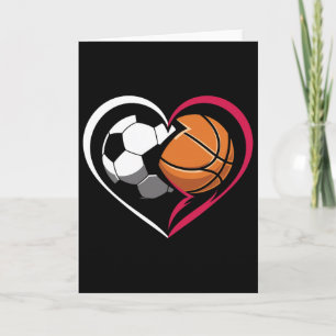 Soccer Bysketbyll Byll Heart Sports Lover Valentin Card