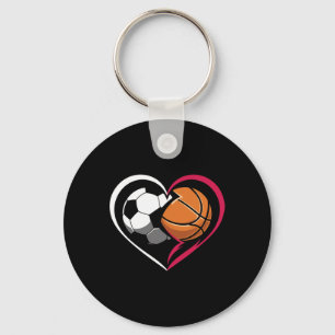Soccer Bysketbyll Byll Heart Sports Lover Valentin Keychain
