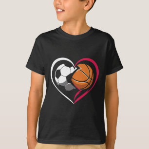 Soccer Bysketbyll Byll Heart Sports Lover Valentin T-Shirt