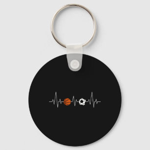Soccer Bysketbyll Heartbeat Funny Sport Keychain