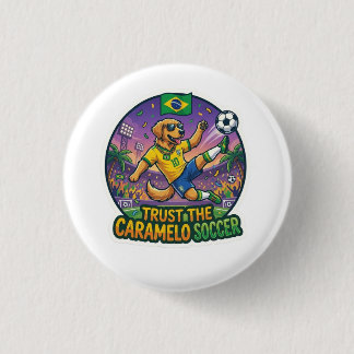 Soccer Caramel Dog Action Meme Sticker 1 Inch Round Button