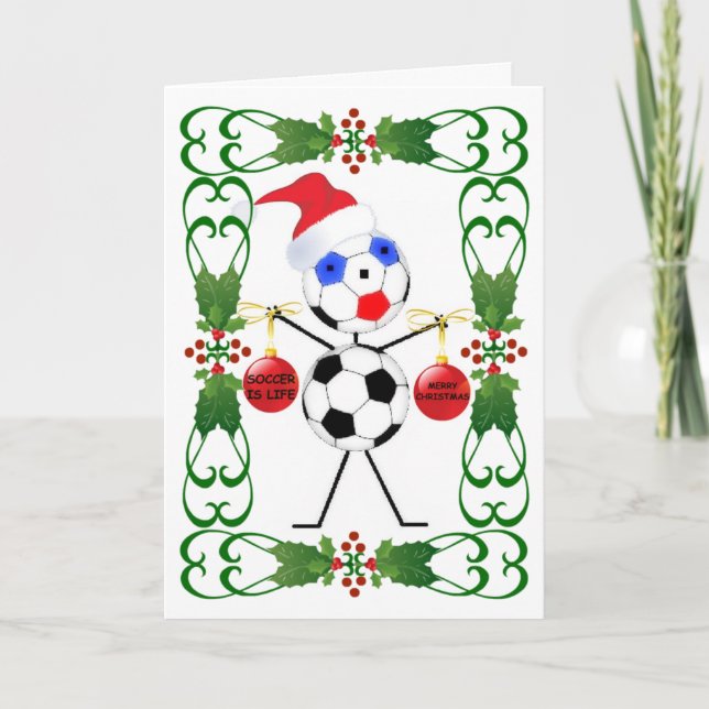 Soccer Cartoon Christmas Holiday Card (Front)