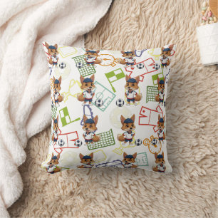 Soccer Cayote Print Throw Pillow