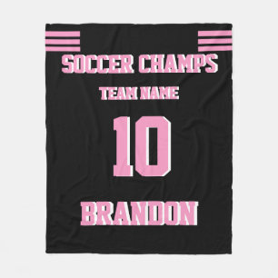 Soccer champs Blanket pink personalized player    