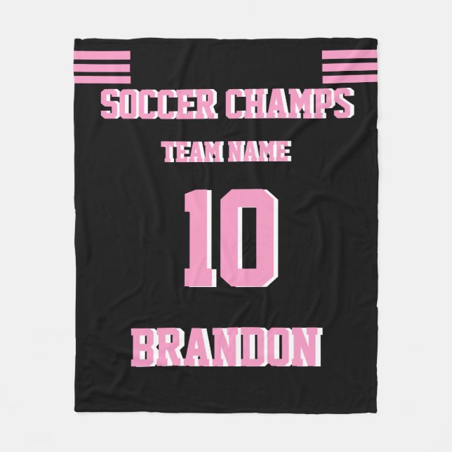 Soccer champs Blanket pink personalized player     (Front)