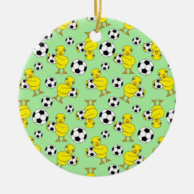 Soccer Chick Pattern Ceramic Ornament (Front)
