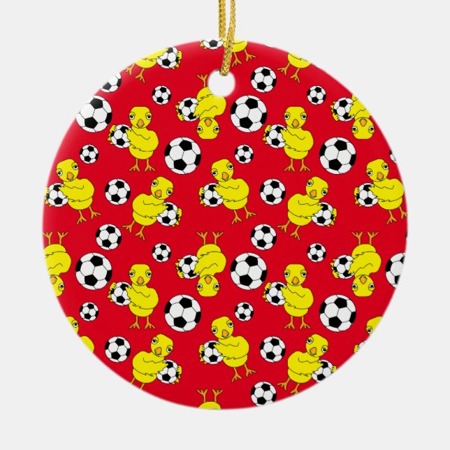 Soccer Chick Pattern Ceramic Ornament (Front)