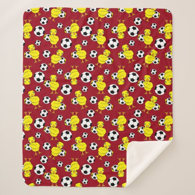 Soccer Chick Pattern Sherpa Blanket (Front)