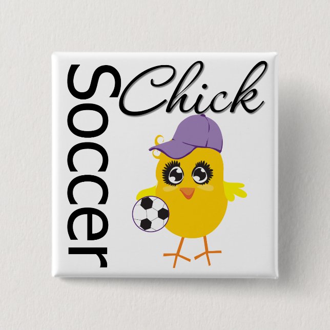 Soccer Chick v2 2 Inch Square Button (Front)