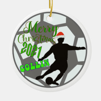Soccer Christmas  Ceramic Ornament