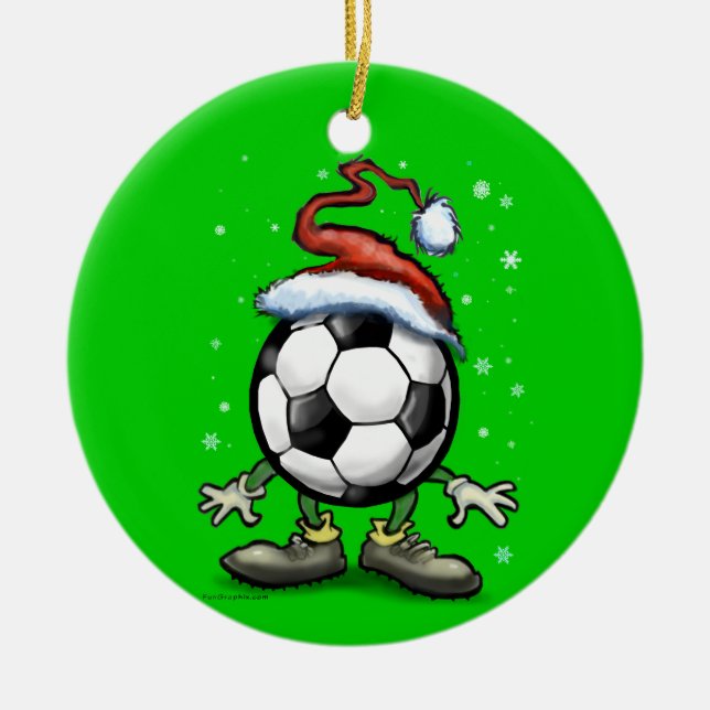 Soccer Christmas Ceramic Ornament (Front)