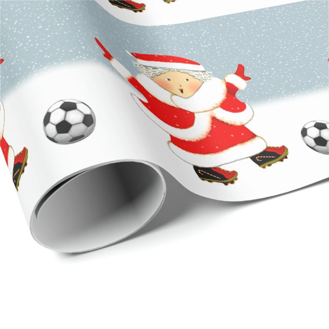 Soccer Christmas Holiday Gift Wrapping Paper (Roll Corner)