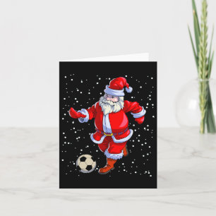 Soccer Christmas Men Kids Boys Soccer Santa Claus Card