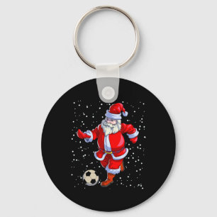 Soccer Christmas Men Kids Boys Soccer Santa Claus  Keychain