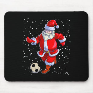 Soccer Christmas Men Kids Boys Soccer Santa Claus Mouse Pad