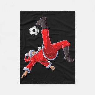 Soccer Christmas Santa Bicycle Kick Xmas Boys Men Fleece Blanket