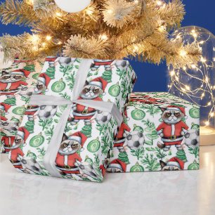 Soccer Christmas themed for Cat Lover Wrapping Paper
