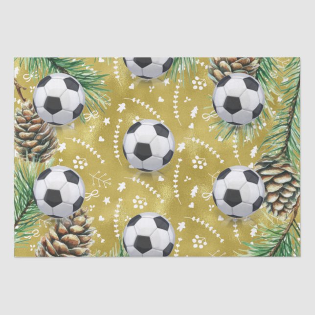Soccer Christmas themed for Player with ball  Tissue Paper (Front)