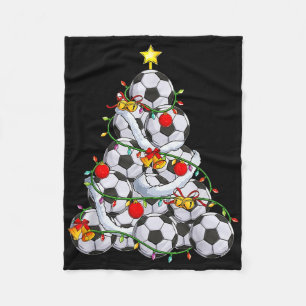 Soccer Christmas Tree Ll Santa Hat Funny Xmas Socc Fleece Blanket