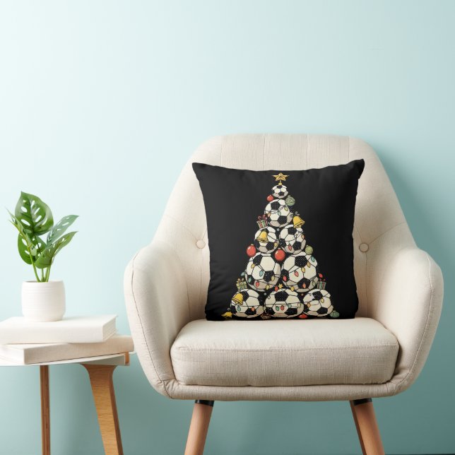 Soccer Christmas Tree Throw Pillow (Chair)