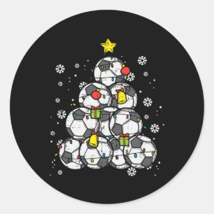 Soccer Christmas Tree Xmas Player Boys Girls Men W Classic Round Sticker