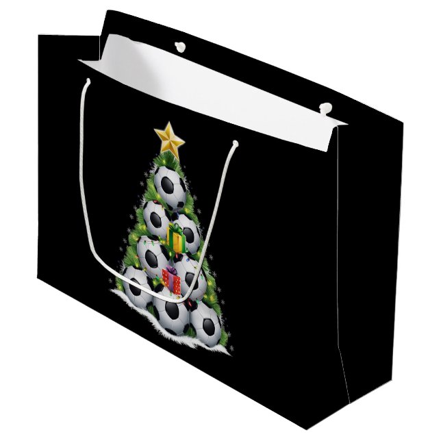 Soccer Christmas Tree Xmas Player Boys  Large Gift Bag (Front Angled)