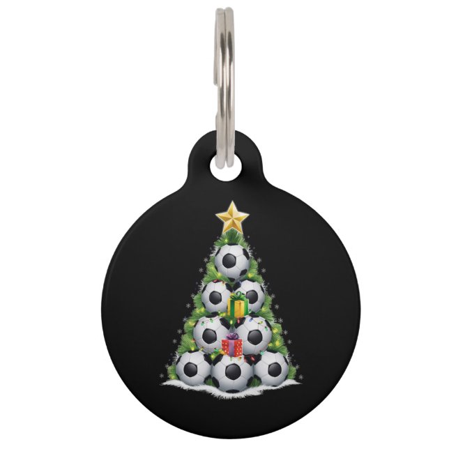 Soccer Christmas Tree Xmas Player Boys  Pet Tag (Front)