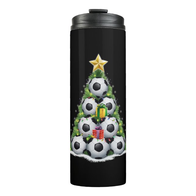 Soccer Christmas Tree Xmas Player Boys  Thermal Tumbler (Front)