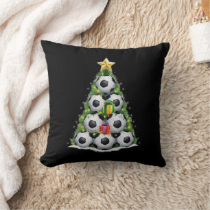 Soccer Christmas Tree Xmas Player Boys Throw Pillow