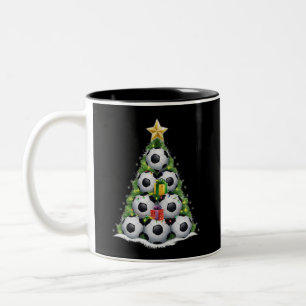 Soccer Christmas Tree Xmas Player Boys Two-Tone Coffee Mug