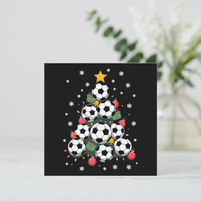 Soccer Christmas Tree Xmas Player Sports Lover Holiday Card (Standing Front)