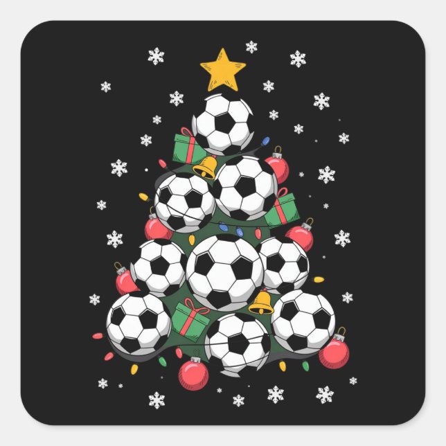 Soccer Christmas Tree Xmas Player Sports Lover Square Sticker (Front)